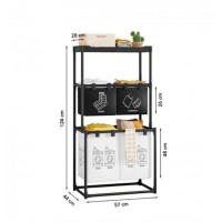 Cos de rufe metalic cu 3 nivele, 4 sectiuni, 124 x 57 x 44 cm