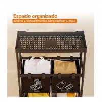 Cos de rufe metalic cu 3 nivele, 4 sectiuni, 124 x 57 x 44 cm