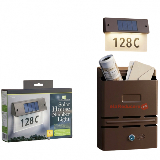 Numar de casa solar + Cutie postala, metalica Numar de casa solar + Cutie postala, metalica