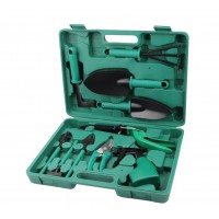 Set 10 accesorii pentru gradinarit, geanta depozitare inclusa, otel inoxidabil, 37 x 28 cm, verde