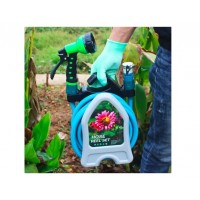 Furtun pentru gradina cu cu tambur si pistol de pulverizare, lungime 10m, portabil, din PVC