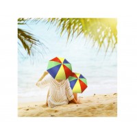Set 2 x Mini umbrela multicolora fixare pe cap, protectie ploaie sau raze solare
