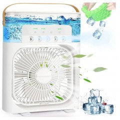 Ventilator portabil 3 în 1 cu pulverizare: racorire, umidificare și iluminare în 7 culori