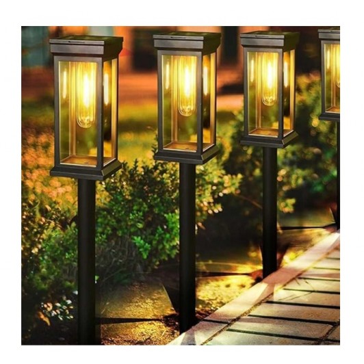 Set 8 x Felinar solar pentru alee, cu tarus, lumina calda