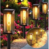 Set 8 x Felinar solar pentru alee, cu tarus, lumina calda