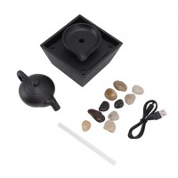 Fantana decorativa cu ceainic suspendat, alimentare USB si baterii, 27.5x11.7x11.7cm, LED si pietre Fantana decorativa cu ceainic suspendat, alimentare USB si baterii, 27.5x11.7x11.7cm, LED si pietre