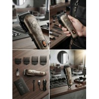 Mașină de tuns Yoko YK-811 , Motor Puternic, Afișaj LED, Autonomie mare, Design Vintage Bronz