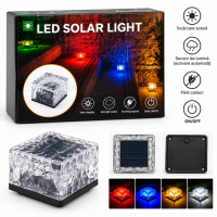 Set 4 x Lampă Solară LED de Exterior, Tip Cub / Cărămidă de Gheață