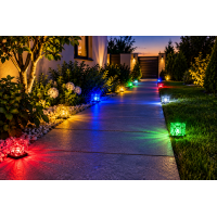 Set 4 x Lampă Solară LED de Exterior, Tip Cub / Cărămidă de Gheață
