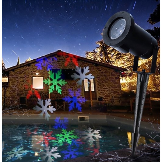 Proiector metalic lumini laser cu fulgi de zapada colorati Proiector metalic lumini laser cu fulgi de zapada colorati
