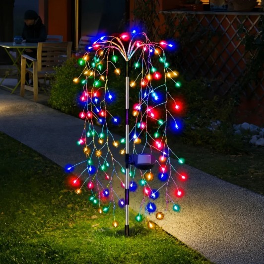 Set 2 Lampi Solare Decorative tip Salcie 120 LED-uri Alb Calda / Alb Rece / Multicolor