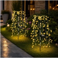 Set 2 Lampi Solare Decorative tip Salcie 120 LED-uri Alb Calda / Alb Rece / Multicolor