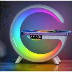 Boxa/Lampa G RGB cu ceas cu alarma, lumina si sunet, difuzor Bluetooth si incarcator rapid wireless Boxa/Lampa G RGB cu ceas cu alarma, lumina si sunet, difuzor Bluetooth si incarcator rapid wireless