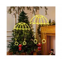 Decorațiune luminoasă LED – Moș Crăciun cu parașută, 40x80 cm, alimentare la priză