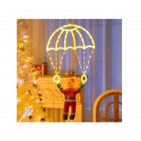 Decorațiune luminoasă LED – Moș Crăciun cu parașută, 40x80 cm, alimentare la priză