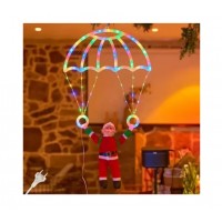 Decorațiune luminoasă LED – Moș Crăciun cu parașută, 40x80 cm, alimentare la priză