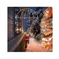 Decorațiune luminoasă LED – Moș Crăciun cu parașută, 40x80 cm, alimentare la priză