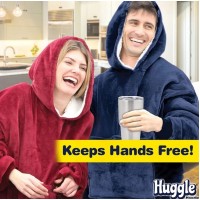 Patura-hanorac cu gluga, confortabila, calduroasa si pufoasa Huggle Hoodie