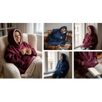Patura-hanorac cu gluga, confortabila, calduroasa si pufoasa Huggle Hoodie