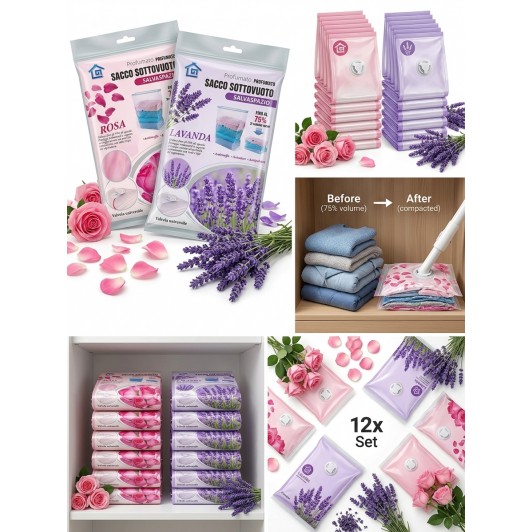 Set 12 Saci de Vidat Parfumați (70 x 100 cm) - aroma trandafir si lavanda