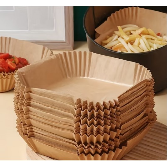 Set 200 forme hartie de copt pentru Air Fryer, 20x20x4.5cm, anti-aderente, rezistente la caldura