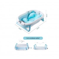 Cădiță Pliabilă pentru Bebeluși cu Termometru Digital și Pernă Reductoare Ergonomică
