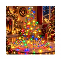 Instalație pentru brad – Tip perdea/cascadă, 2m, 400 LED-uri, 16 coloane, diverse culori