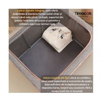Cutie de depozitare pliabila, 66 L, gri, 50x40x33 cm, 2 usi de acces cu fermoar, fereastra frontala Cutie de depozitare pliabila, 66 L, gri, 50x40x33 cm, 2 usi de acces cu fermoar, fereastra frontala