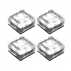Set 4 x Lampă Solară LED de Exterior, Tip Cub / Cărămidă de Gheață