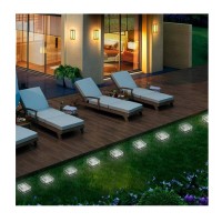 Set 4 x Lampă Solară LED de Exterior, Tip Cub / Cărămidă de Gheață