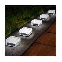 Set 4 x Lampă Solară LED de Exterior, Tip Cub / Cărămidă de Gheață