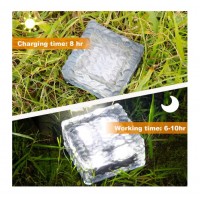 Set 4 x Lampă Solară LED de Exterior, Tip Cub / Cărămidă de Gheață
