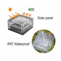 Set 4 x Lampă Solară LED de Exterior, Tip Cub / Cărămidă de Gheață
