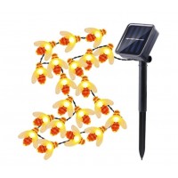 Instalatie solara cu 50 albinute led, 6.5m, alb cald sau multicolor