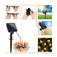 Instalatie solara cu 50 albinute led, 6.5m, alb cald sau multicolor