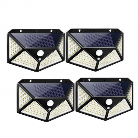 Set 4 lampi 100 LED, incarcare solara si senzor de miscare