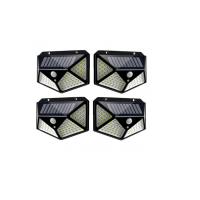 Set 4 lampi 100 LED, incarcare solara si senzor de miscare