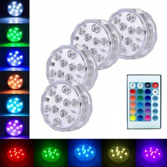 Set 4 lampi led cu telecomanda , rezistente la apa