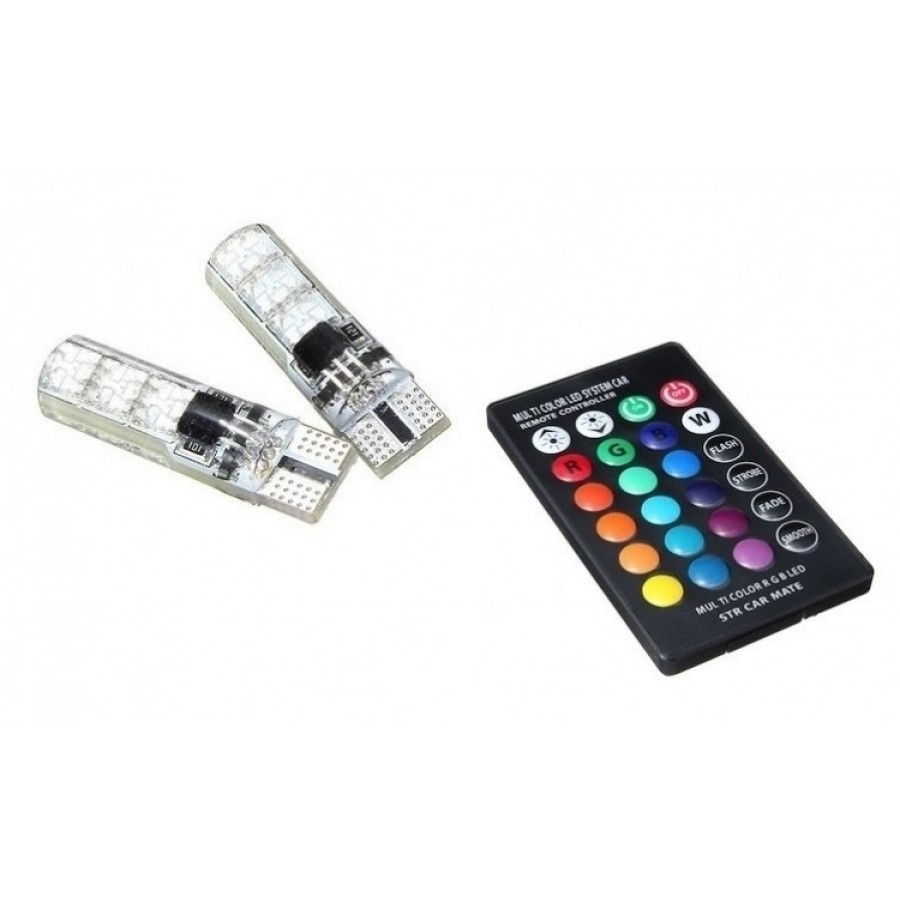 Straight pendulum Contemporary Set 2 becuri LED auto RGB, cu telecomanda - ELA36146