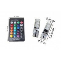 Set 2 becuri LED auto RGB, cu telecomanda