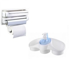 Pachet accesorii bucatarie: Dispenser triplu + dispenser detergent vase