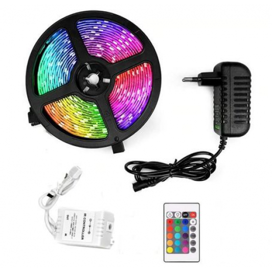 Banda LED cu 300 led-uri, diverse culori, telecomanda si joc de lumini multicolore