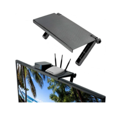 Raft reglabil pentru monitor, televizor, laptop, negru mat, plastic, dimensiuni 33 x 16 x 2,5 cm