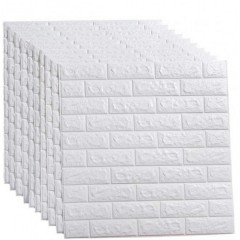 Set 10x Placa de tapet adeziv caramizi albe 3D, 77x70 cm