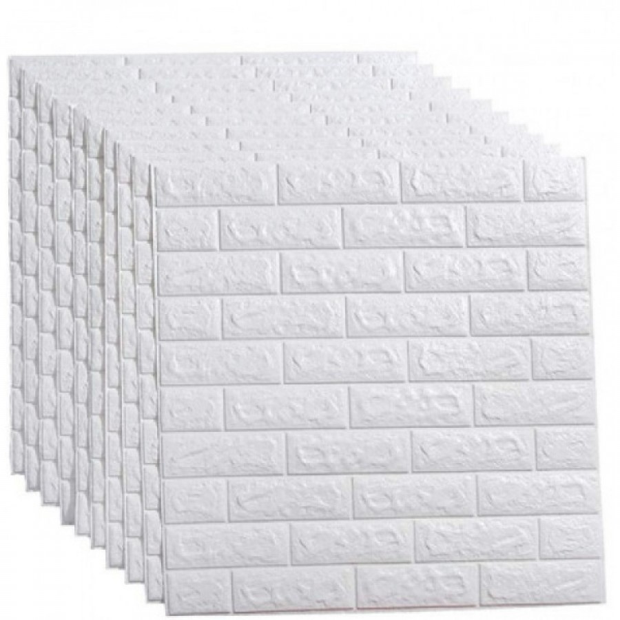 mash Whose Center Set 10x Placa de tapet adeziv caramizi albe 3D, 77x70 cm - ELA53463
