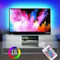 Banda LED USB 2M multicolora pentru iluminare ambientala in spatele televizorului, 16 culori