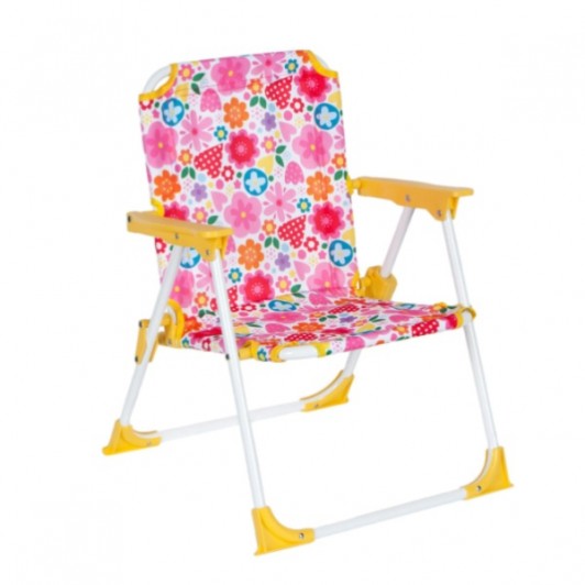 Scaun pentru copii cu cadru metalic si design floral, 37x35x46 cm