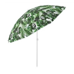 Umbrela pentru plaja, frunze tropicale, verde, 2m