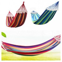 Set relaxare - hamac cu bare din lemn, 80 x 200 cm, multicolor + saltea gonflabila tip sezlong