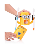 Dozator pasta de dinti cu suport pentru 2 periute, model minion